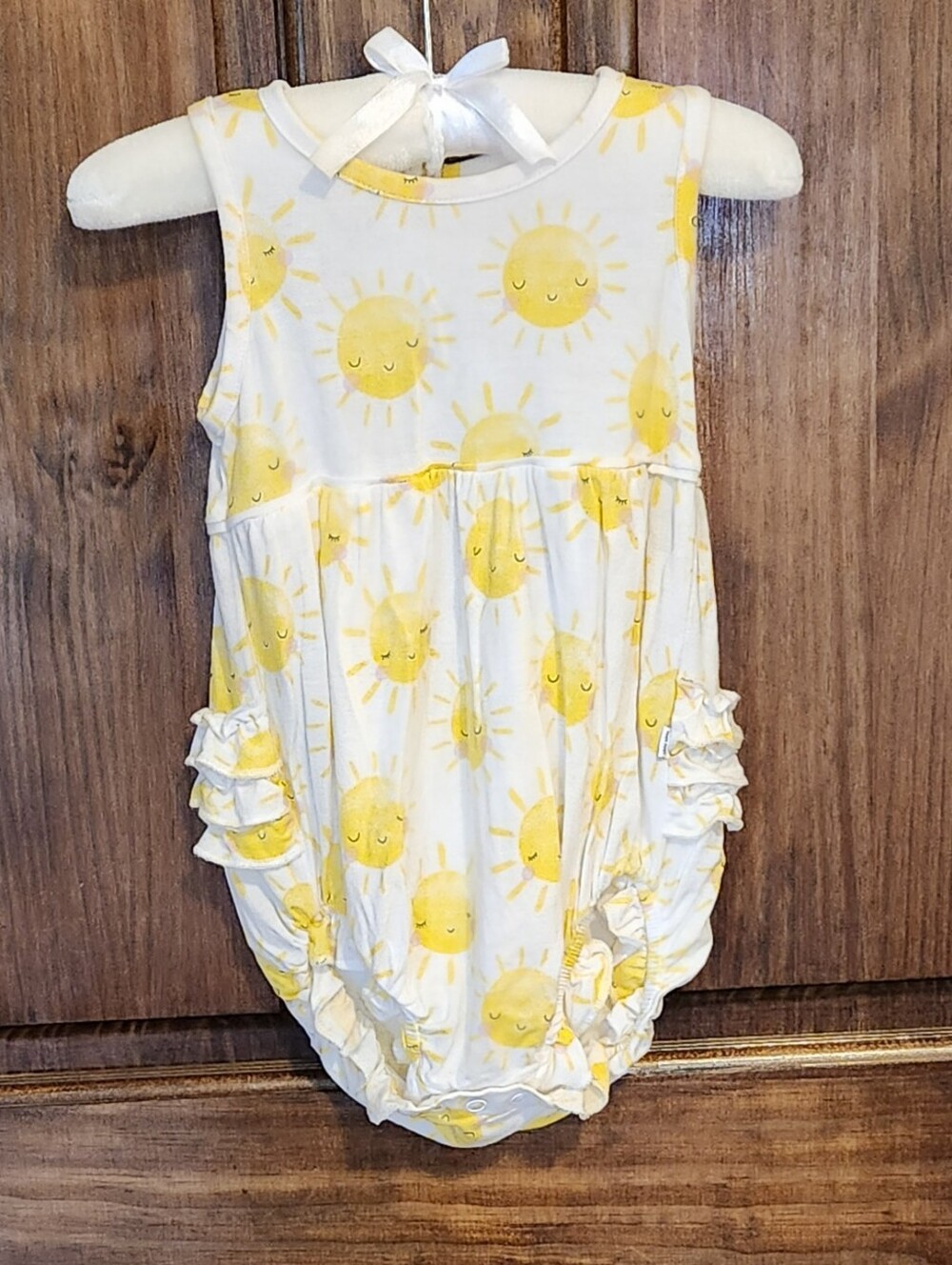 Play by Little Sleepies Bamboo Sunshine Ruffle Bubble Romper, Size 6-12 Months